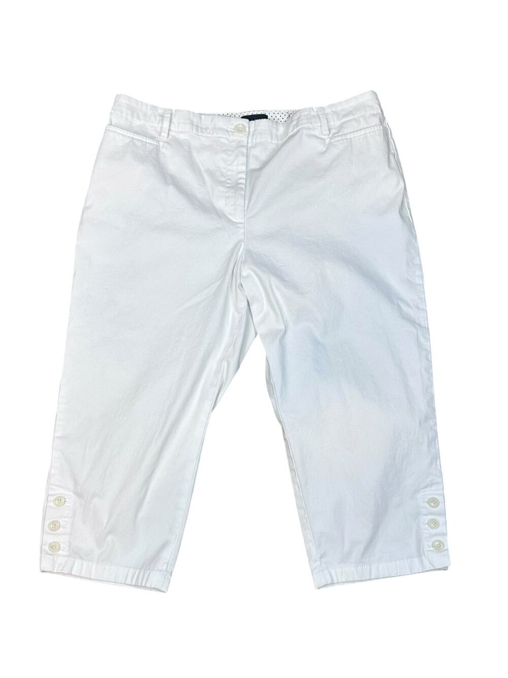 Talbots Perfect Skimmer White Cotton Crop Pants Size 14 P
